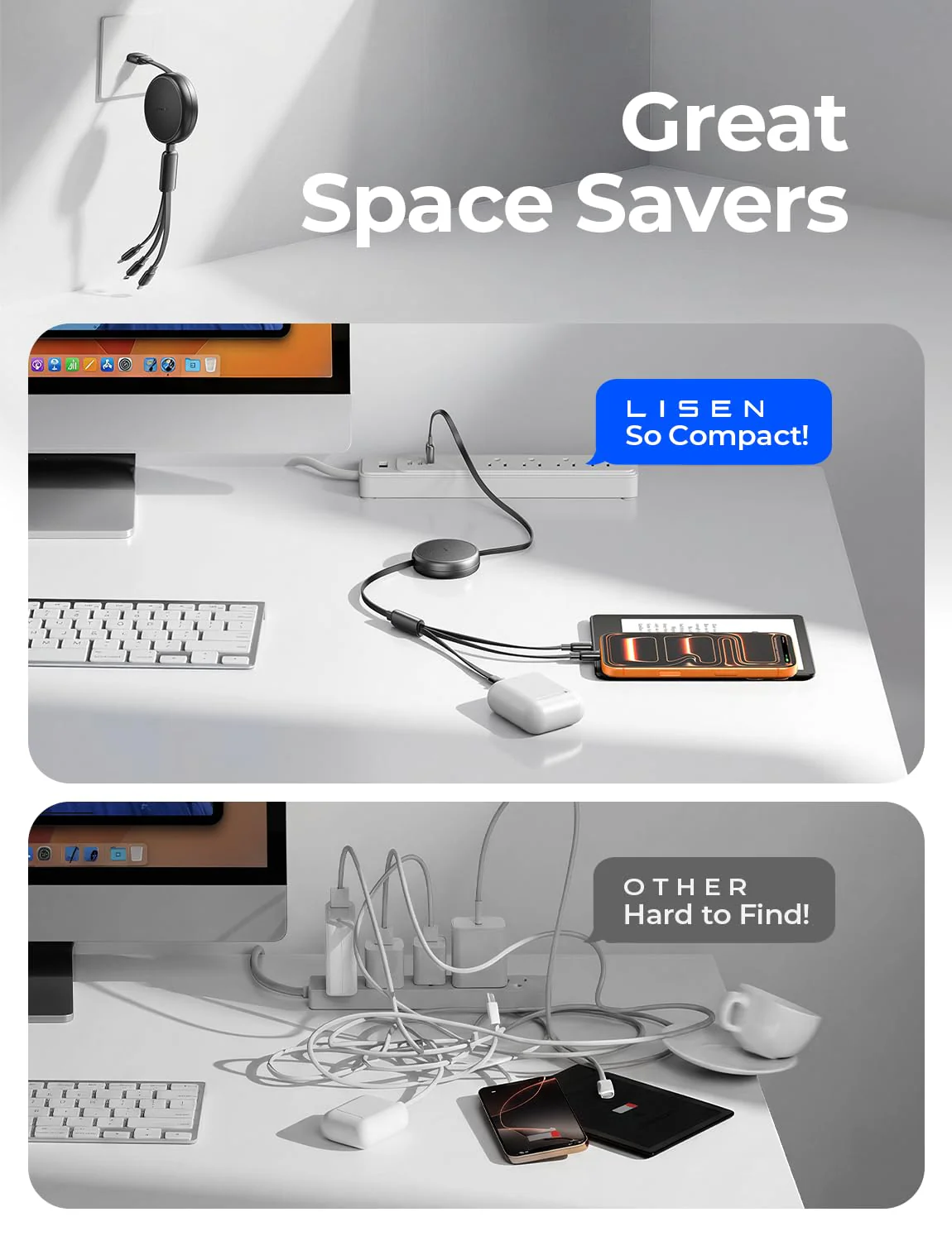 LISEN Multi 3 in 1 Retractable Charging Cable - Image 6