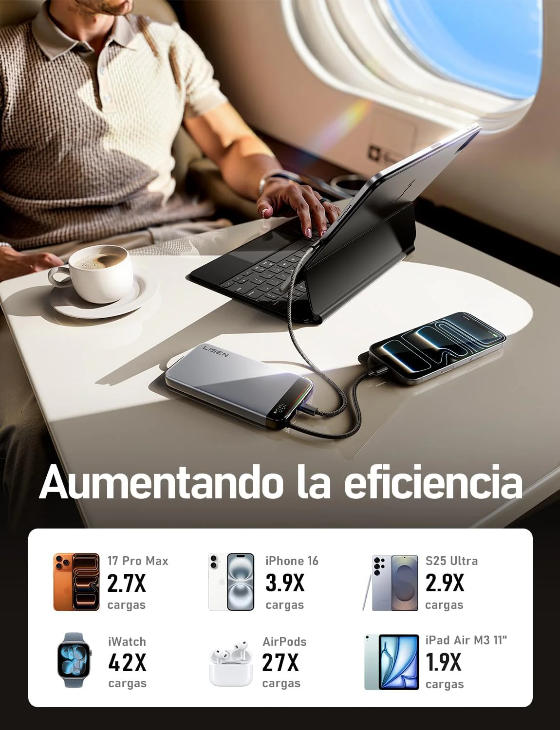 LISEN Power Bank CCC Certified 20000mAh, Bateria Portatil iPhone PD 35W - Image 7