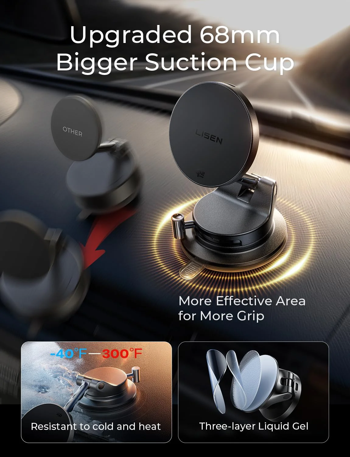 LISEN Qi2.2 25W Magsafe Car Mount Charger - Image 6