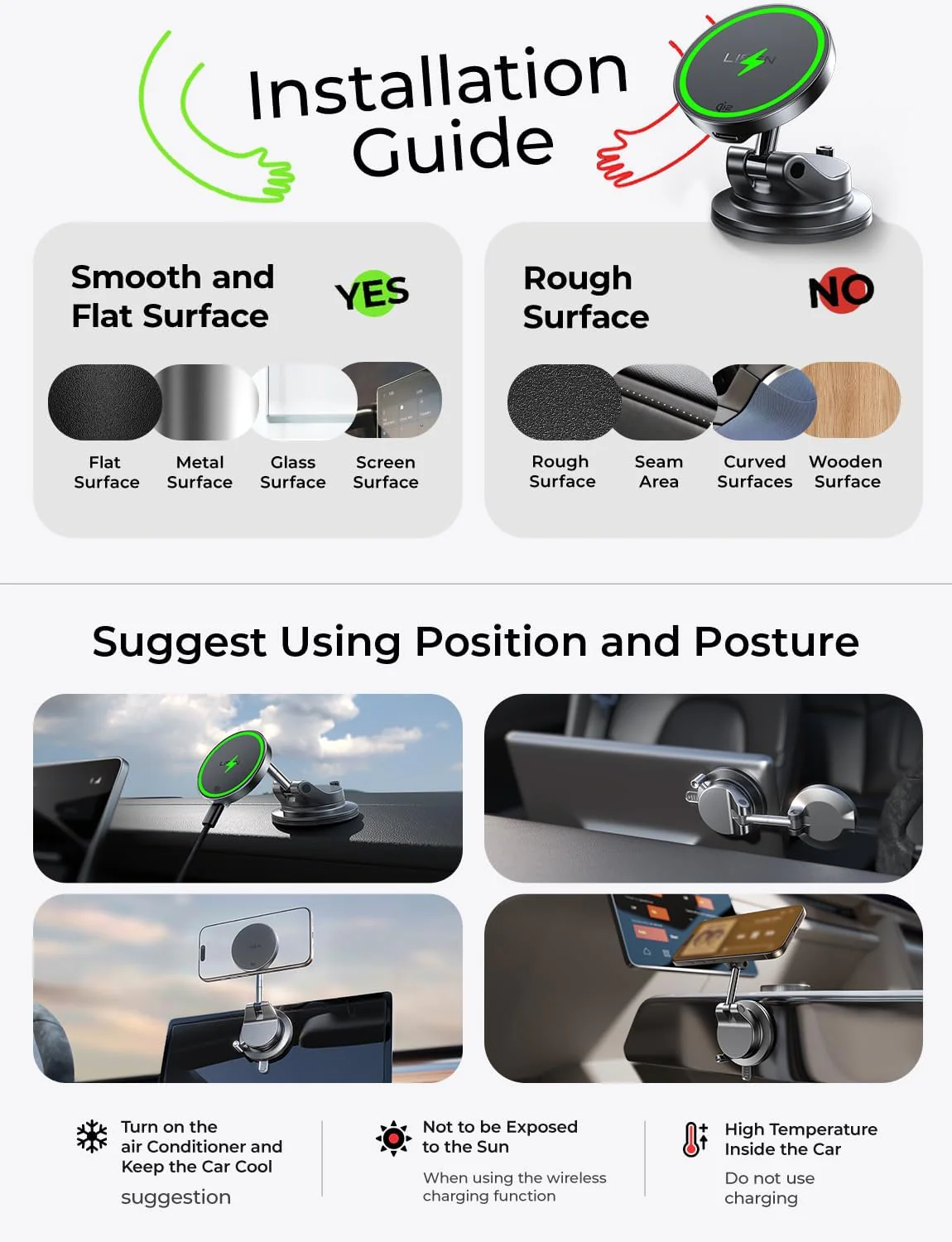 LISEN Qi2.2 25W Magsafe Car Mount Charger - Image 8