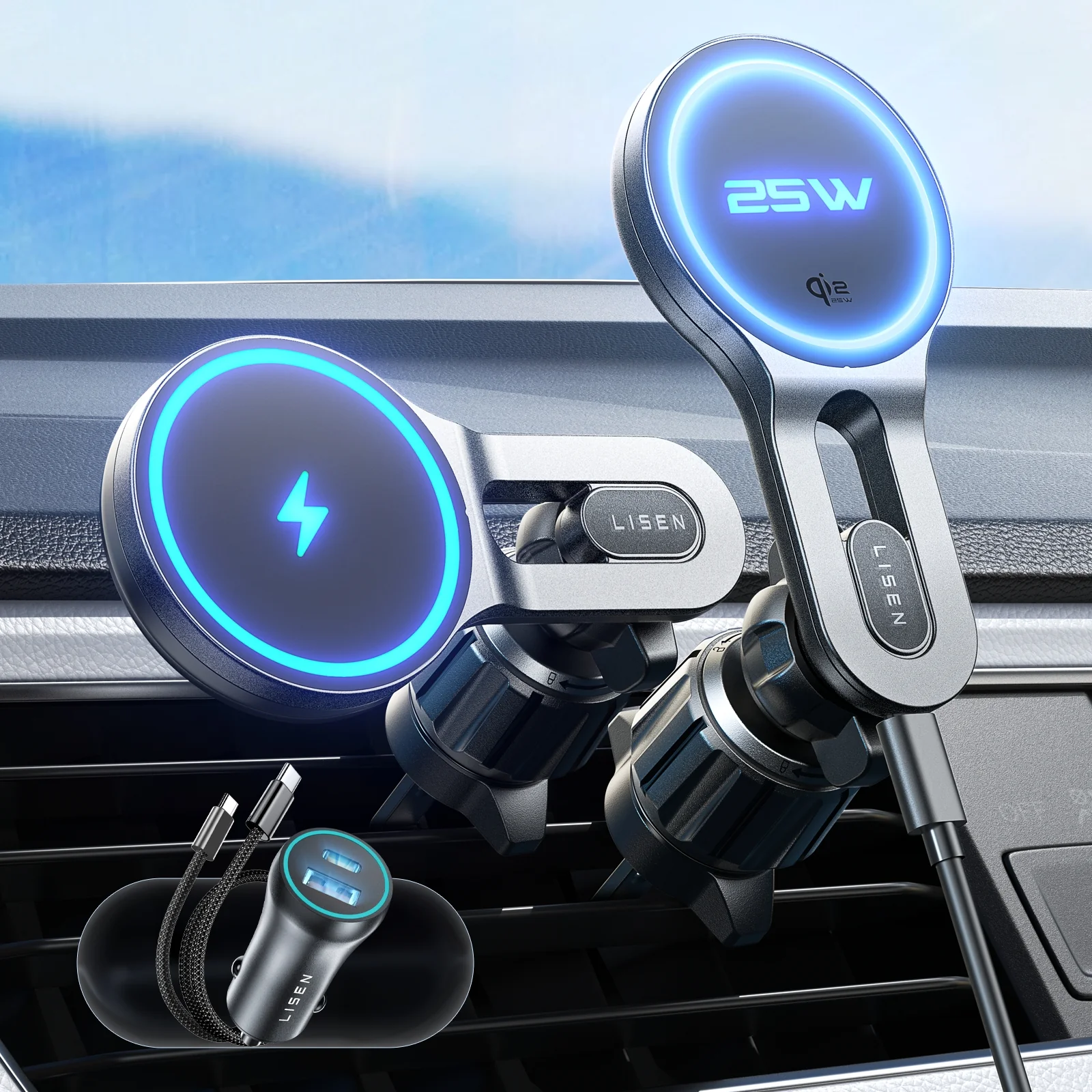 LISEN Qi2.2 25W MagSafe Car Mount Charger - Image 9