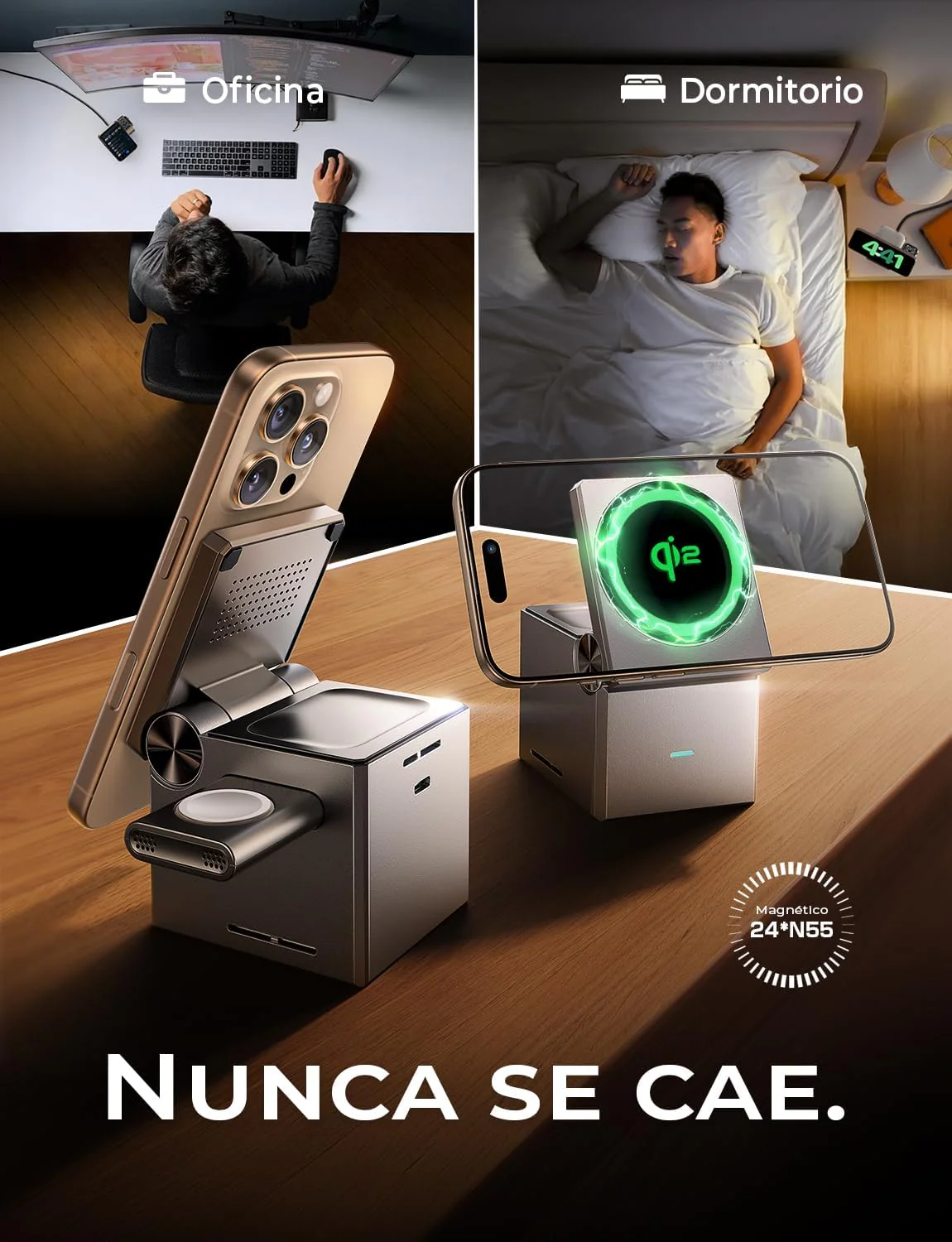LISEN QI2 3 en 1 Cargador Inalámbrico Plegable Magnética - Image 6