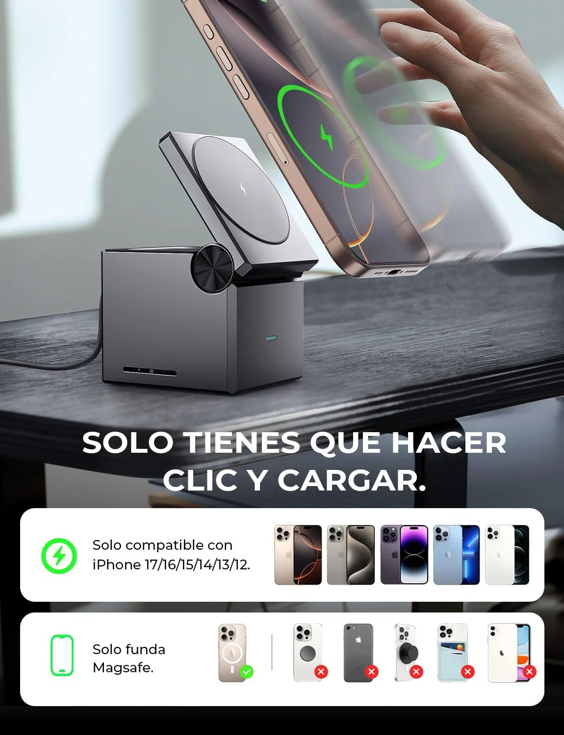 LISEN QI2 3 en 1 Cargador Inalámbrico Plegable Magnética - Image 7