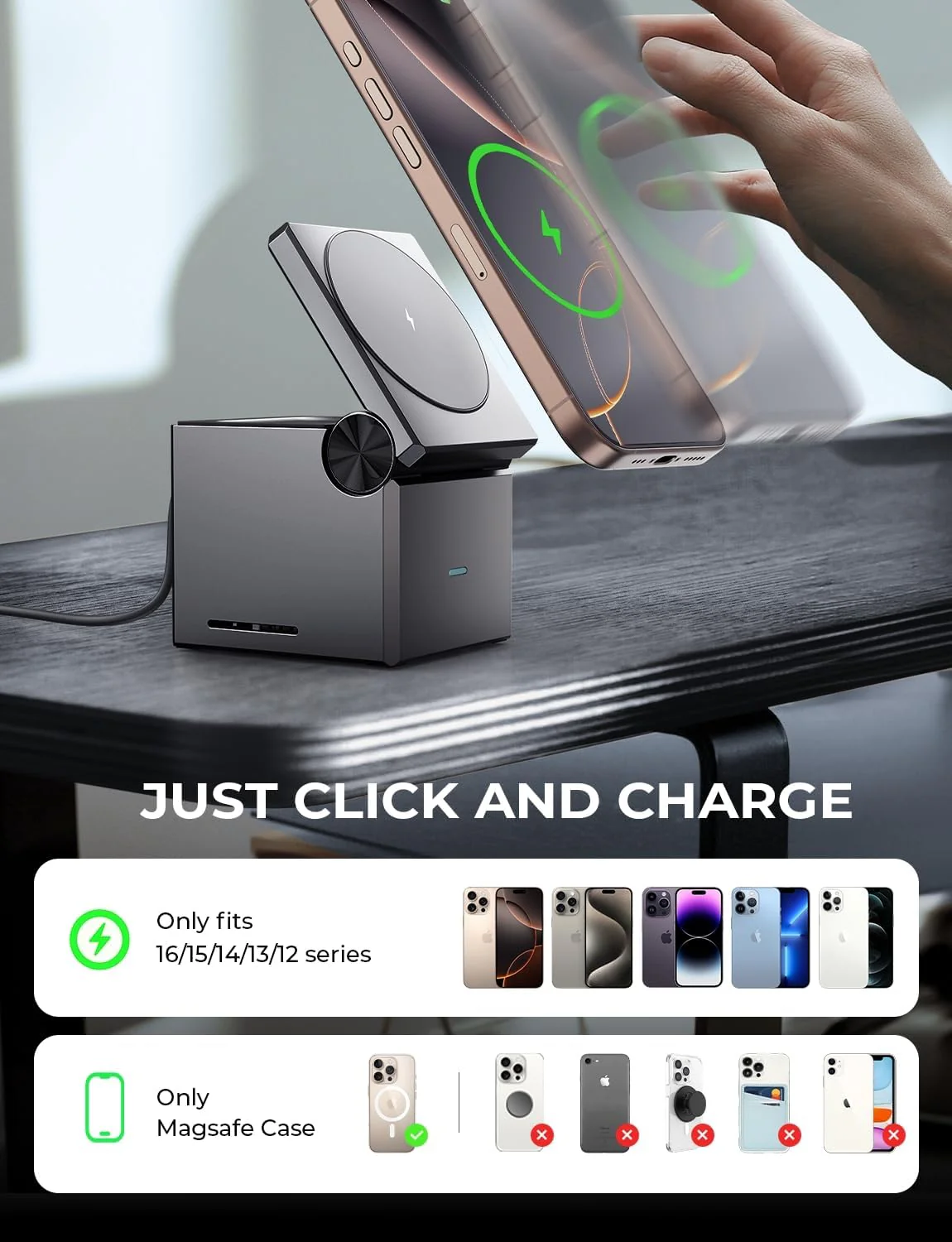 LISEN Qi2 3-in-1 MagSafe Foldable Charging Station - Image 8