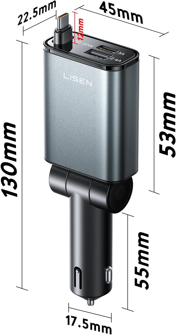 LISEN Retractable Car Charger - Image 3