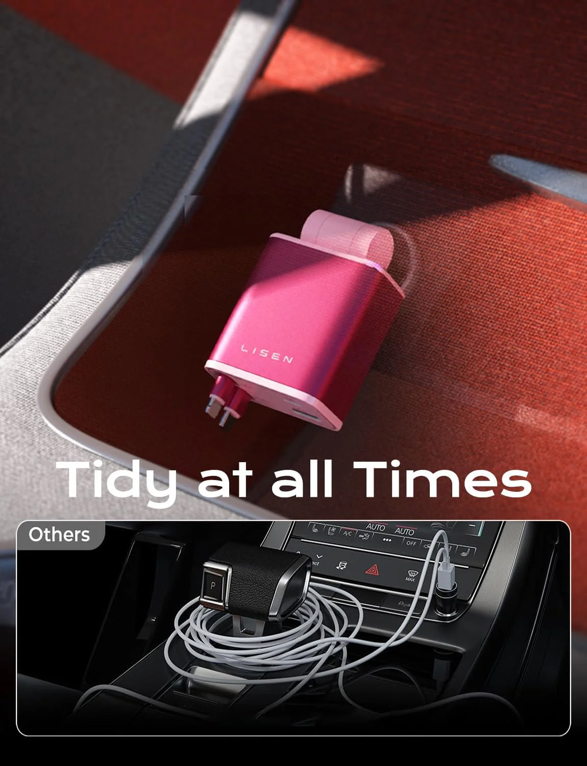 LISEN Retractable Car Charger, 84W Fast Charging Car Phone Charger - Image 7