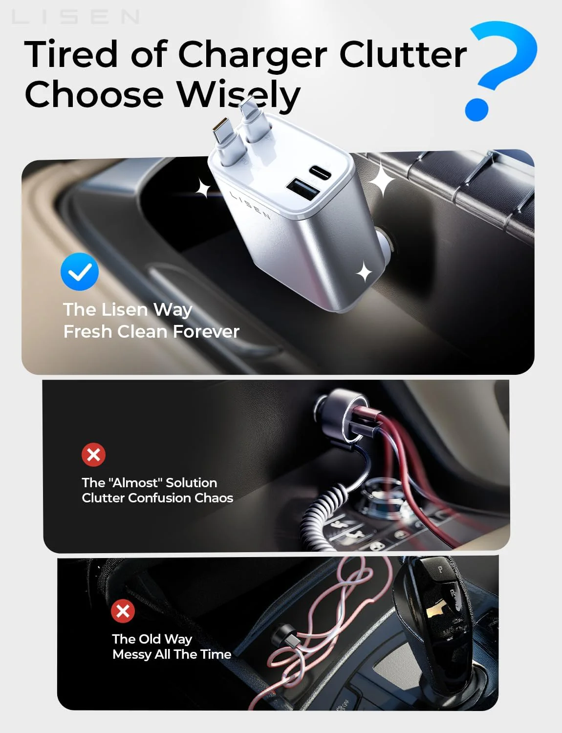 LISEN Retractable Car Charger for iPhone - Image 3