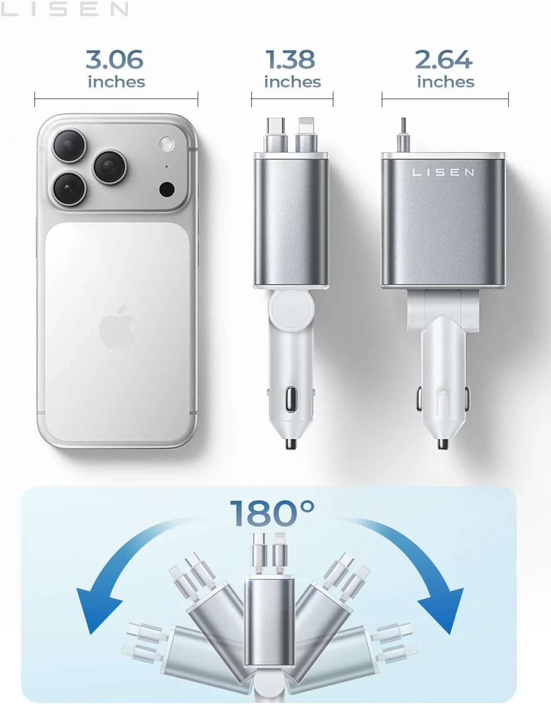 LISEN Retractable Car Charger for iPhone - Image 5
