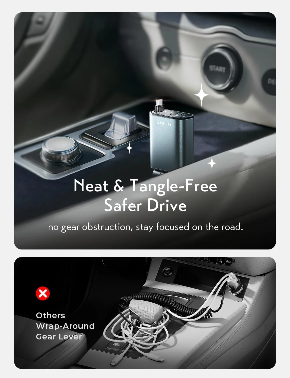 LISEN Retractable Car Charger USB C - Image 6