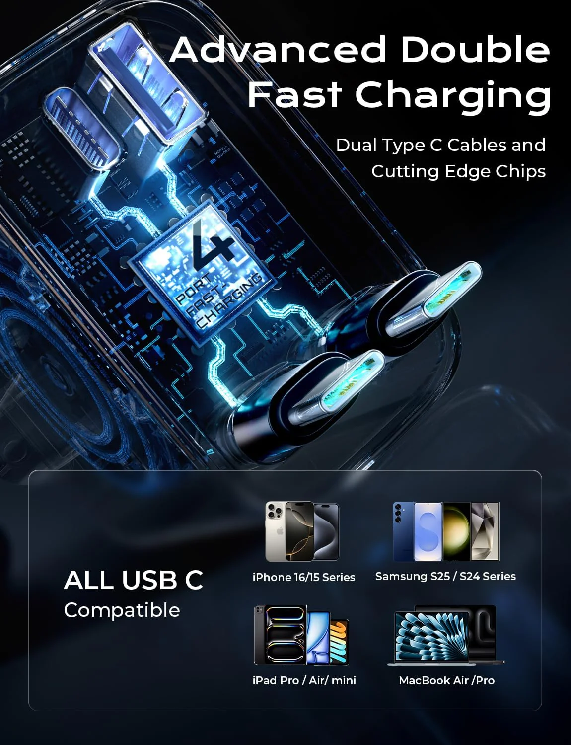 LISEN Retractable Car Charger USB C [Upgraded Dual Type C] 75W Fast 4 in 1 Car Charger for iPhone 17, Road Trip Essentials Gifts for Men Women, Car Accessories for Galaxy S26 Phone 17e 16 15 Pro Max - Image 8