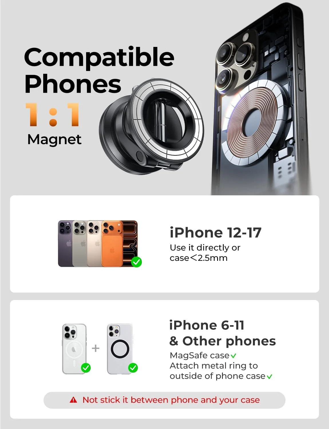 LISEN Soporte para Celular Automóvil Magsafe con Vacío, Porta Celular para Auto - Image 7