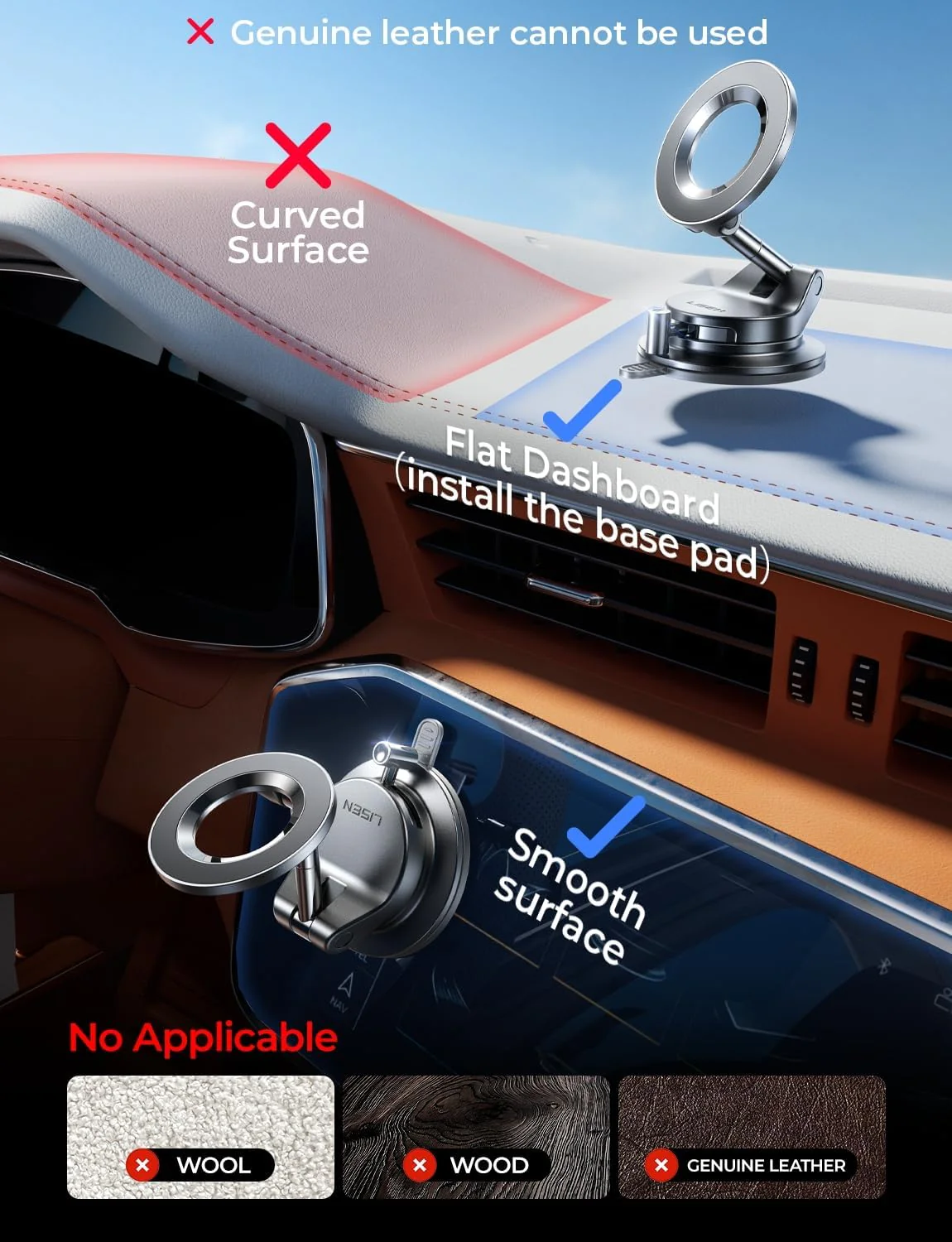 LISEN Soporte para Celular Automóvil Magsafe con Vacío, Porta Celular para Auto - Image 8