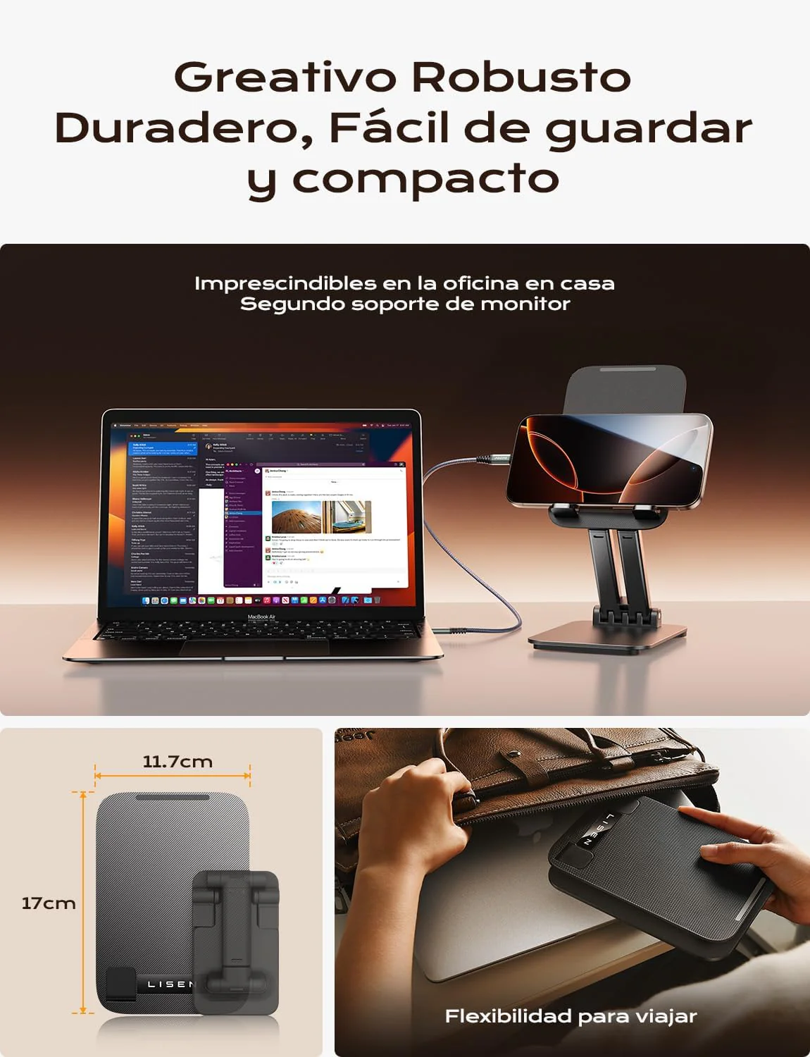 LISEN Soporte para iPad Tablet Totalmente Metálico, Universal Multiángulo Ajustable - Image 3