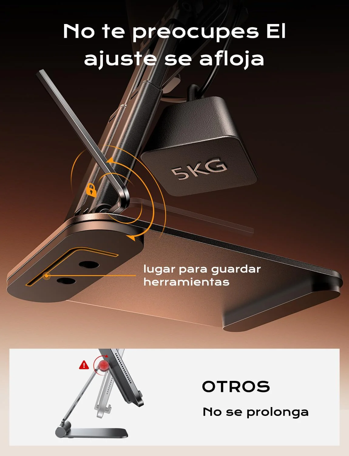 LISEN Soporte para iPad Tablet Totalmente Metálico, Universal Multiángulo Ajustable - Image 5