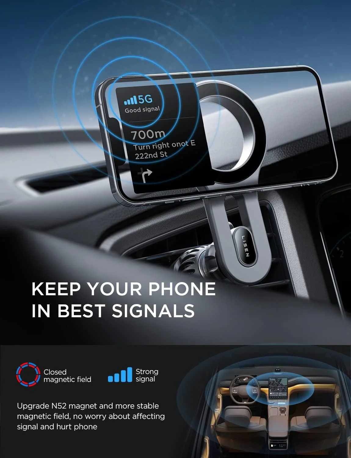 LISEN Strong Magnetic Air Vent MagSafe Car Mount - Image 9