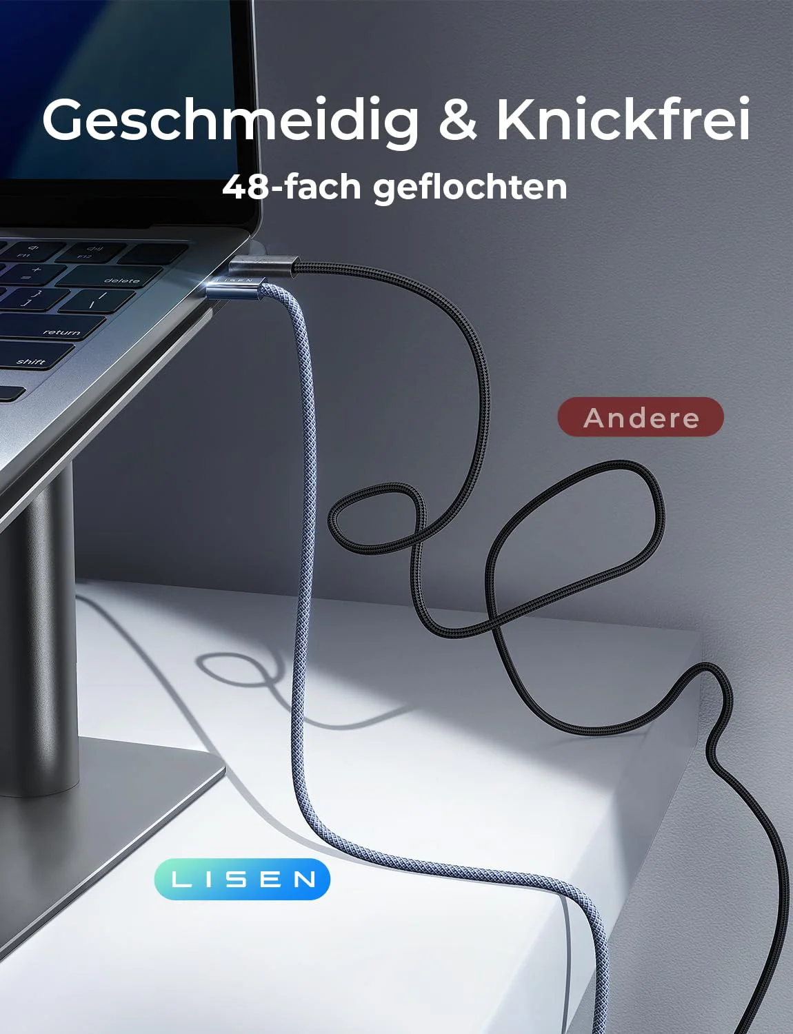 LISEN USB C Kabel 2M 240W Ladekabel USB C 2 StĂŒck - Image 7